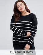 Brave Soul Plus Striped Sweater - Black