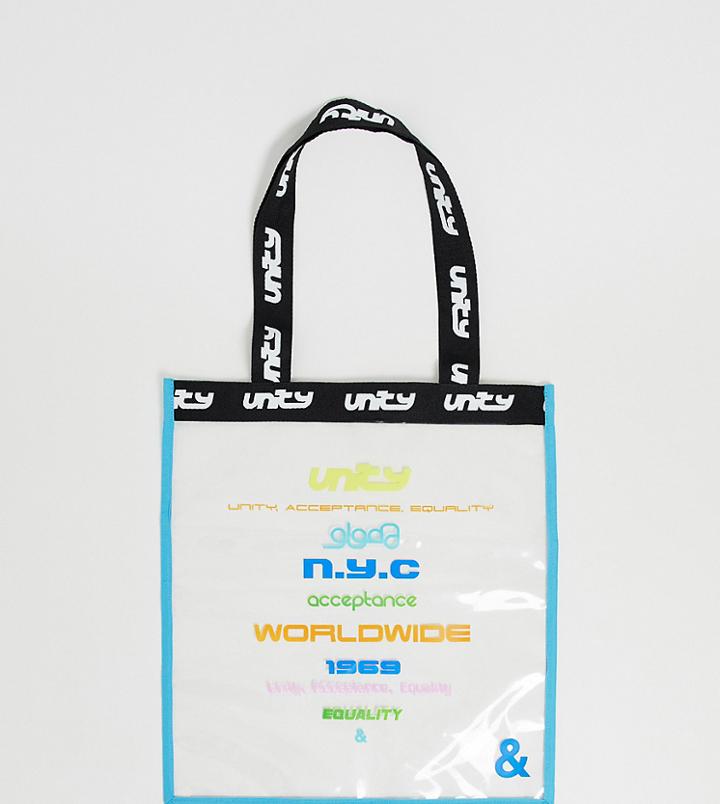 Asos Design X Glaad & Unisex Clear Tote Bag With Unity Tour Print