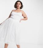 Lace & Beads Plus Tulle Midi Skirt In White