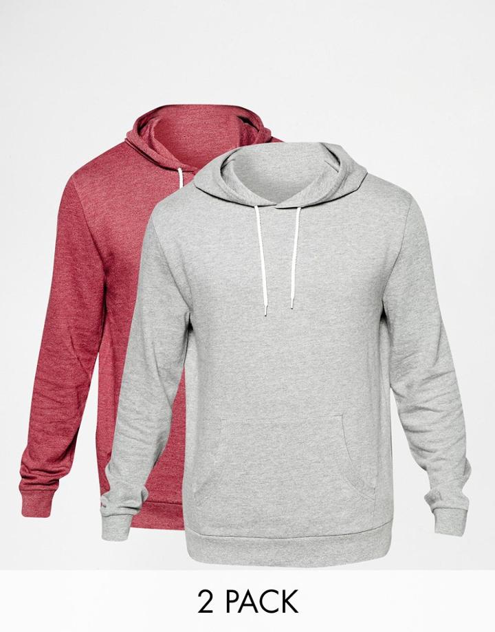 Asos Hoodie 2 Pack Red Marl/ Gray Marl Save 17%