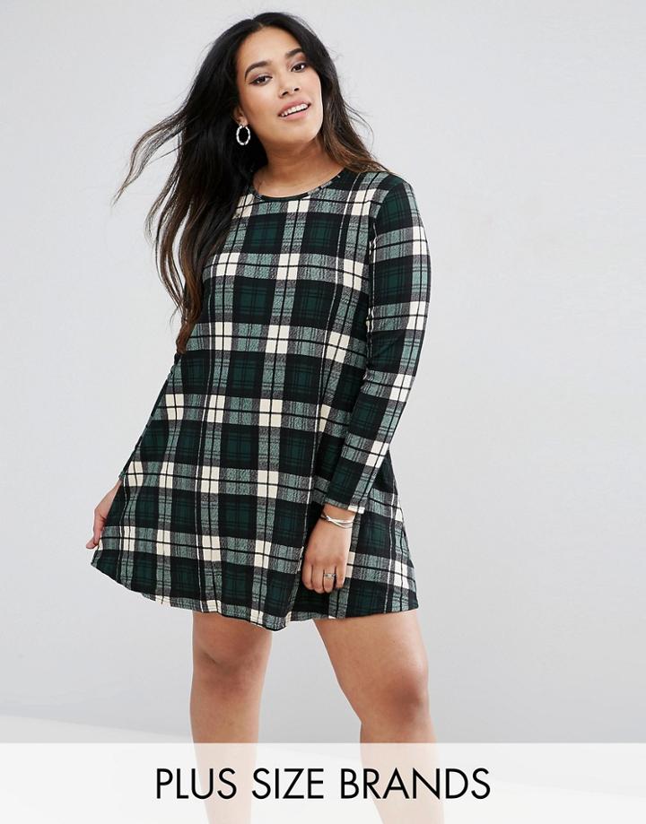 Ax Paris Plus Swing Dress In Check - Multi