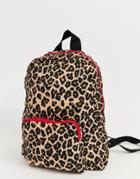 Asos Design Foldaway Backpack In Leopard-multi