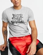 Nike Basketball Dri-fit Slogan T-shirt In Gray Heather