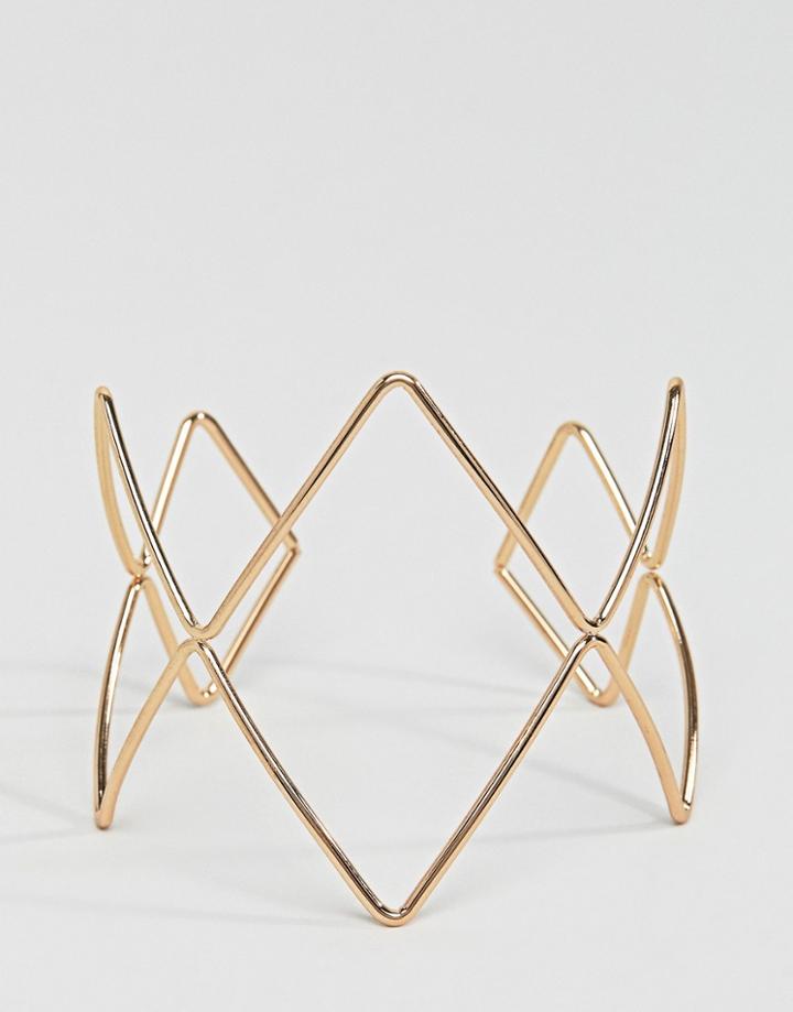 Nylon Geometric Statement Bracelet - Gold