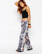 Adidas Originals Rita Ora 3 Stripe Wide Leg Sweat Pants In Elegant Print - Multicolor