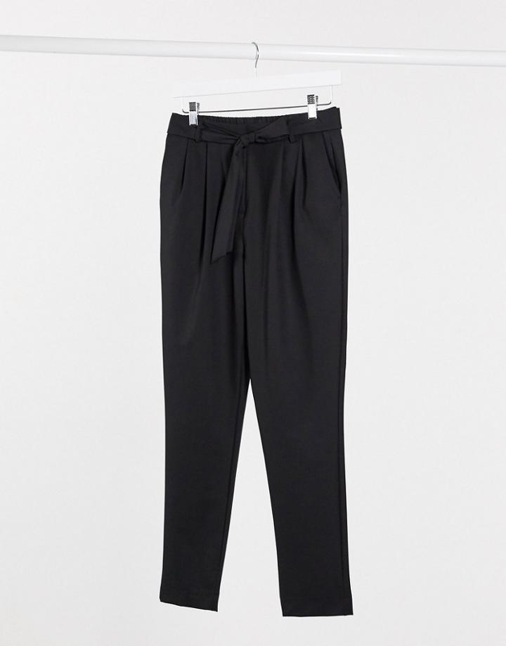 Selected Tie Waist Smart Pants In Black