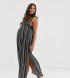 Asos Design Maternity Stitch Stripe Maxi Beach Dress - Multi