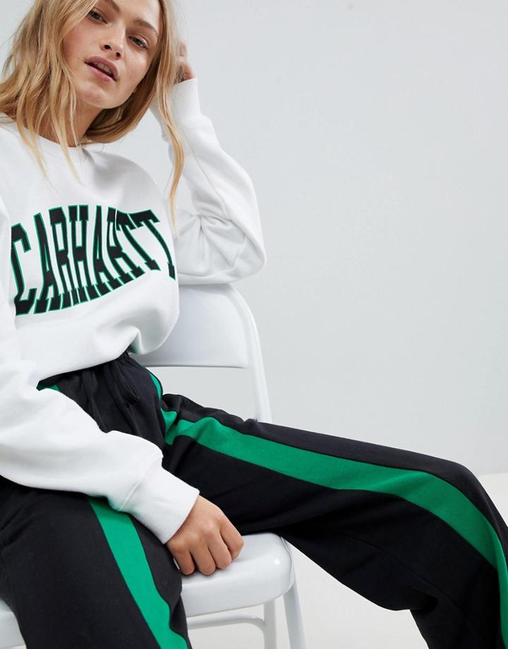 Daisy Street Relaxed Joggers With Front Stripe - Black