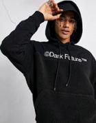 Asos Dark Future Oversized Hoodie In Black With Cut And Sew Teddy Fleece And Quilting Detail