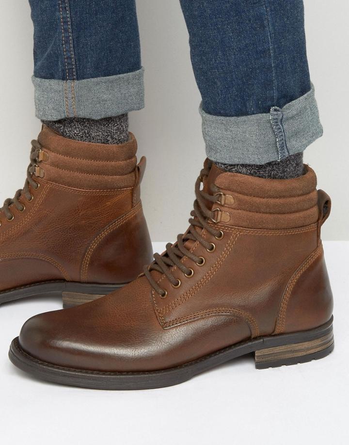 Asos Lace Up Boots In Brown - Brown