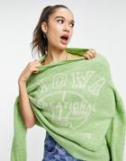 Topshop Knitted Iowa Oversized Sweater In Green