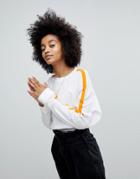 Asos Crop Top With Contrast Panel Detailing - White
