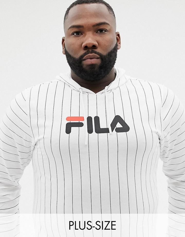 Fila Plus Black Line Mario Striped Long Sleeve T-shirt With Hood In White - White