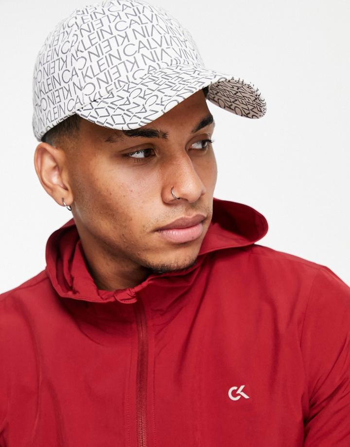 Calvin Klein Monogram Print Cap In White