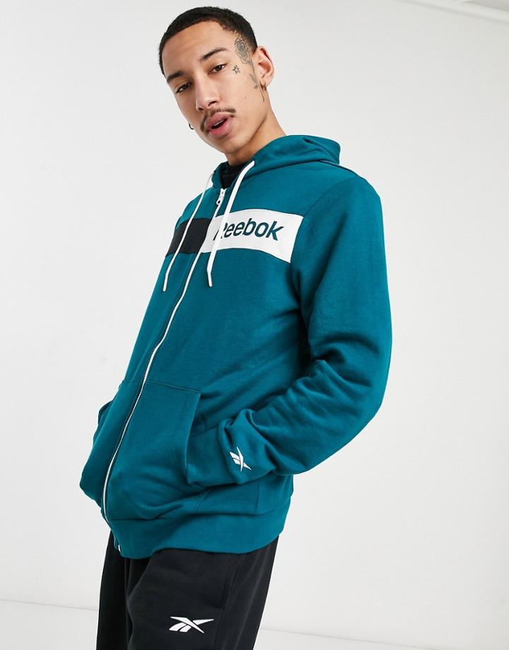 Reebok Te Linear Logo Fz Hoodie In Red-green