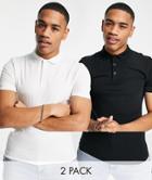 Asos Design 2 Pack Muscle Polo In Multi