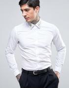 Devils Advocate Premium Embroidered Gold Collar Slim Fit Shirt - White