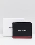 Ben Sherman Leather Wallet In Black/red - Black