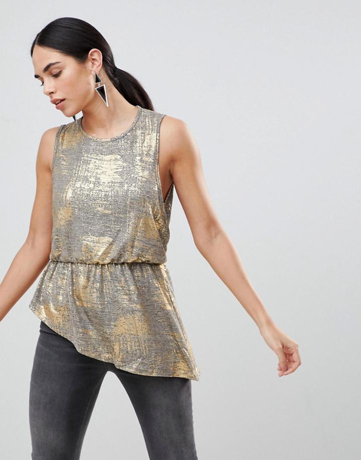Ax Paris Metallic Top - Gold
