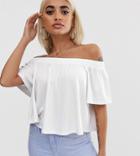 Asos Design Petite Off Shoulder Swing Top In White - White