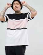 Asos Oversized Longline T-shirt With Color Block Pink Panel - Black