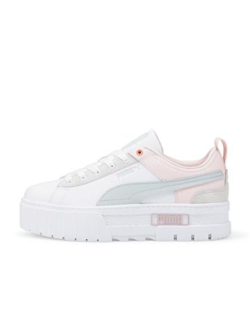 Puma Mayze Chunky Sneakers In White And Pink