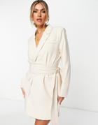 4th + Reckless Belt Detail Blazer Dress In Cream-white