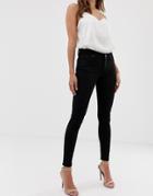 Asos Design Whitby Low Rise Skinny Jeans In Clean Black - Blue