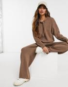 Asos Design Set Knit Hoodie In Camel-neutral