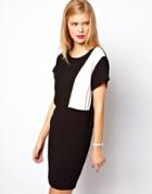 Asos Shift Dress With Color Block Panel - Black