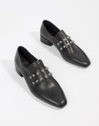 Vagabond Joyce Leather Pointed Loafer With Studs - Black