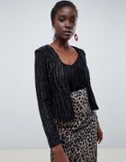 Vero Moda Glitter Wrap Top - Black