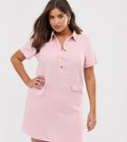 Unique21 Hero Boucle Tweed Button Through Utility Mini Dress-pink