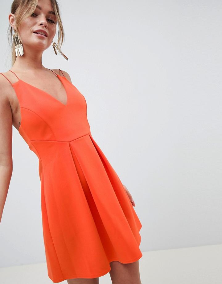Asos Design Strappy Skater Mini Dress - Red