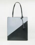 Asos Premium Leather Shopper Bag - Blue