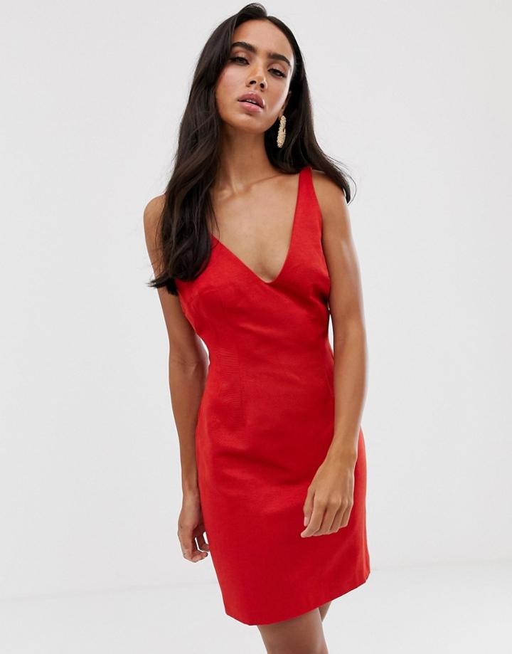 Asos Design Mini Dress In Structured Ottoman
