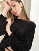 Threadbare Bianca Chenille Oversized Sweater-black