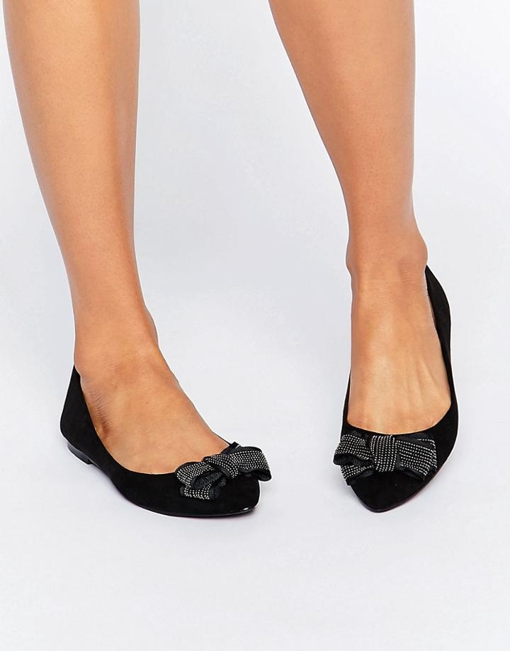 Oasis Studded Bow Ballet Pump - Black
