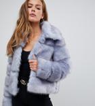Missguided Premium Crop Pelted Faux Fur Jacket - Blue