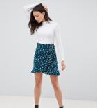 Asos Design Tall Mini Wrap Skirt In Polka Dot Print-multi