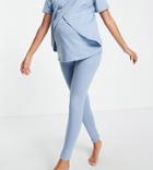 Asos Design Maternity Mix & Match Cotton Pyjama Legging In Blue - Khaki-green