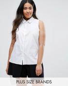 Elvi Plus Shirt With Dip Hem - White