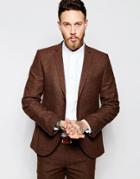 Heart & Dagger Wool Blazer In Skinny Fit With Fleck - Brown