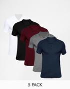 Asos Extreme Muscle Polo 5 Pack Save 24% - Multi