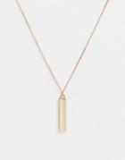 Asos Design Minimal Bar Pendant Necklace In Gold Tone