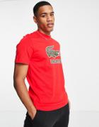 Lacoste Smashed Croc T-shirt In Red