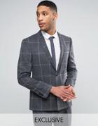 Noak Slim Suit Jacket With Square Hem - Gray