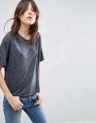 Asos T-shirt In Linen Mix Fabric - Gray