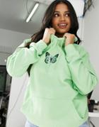 Hnr Ldn Blue Butterfly Hoodie Sweatshirt In Mint-green