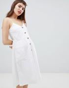 Monki Pocket Front Midi Sun Dress - White
